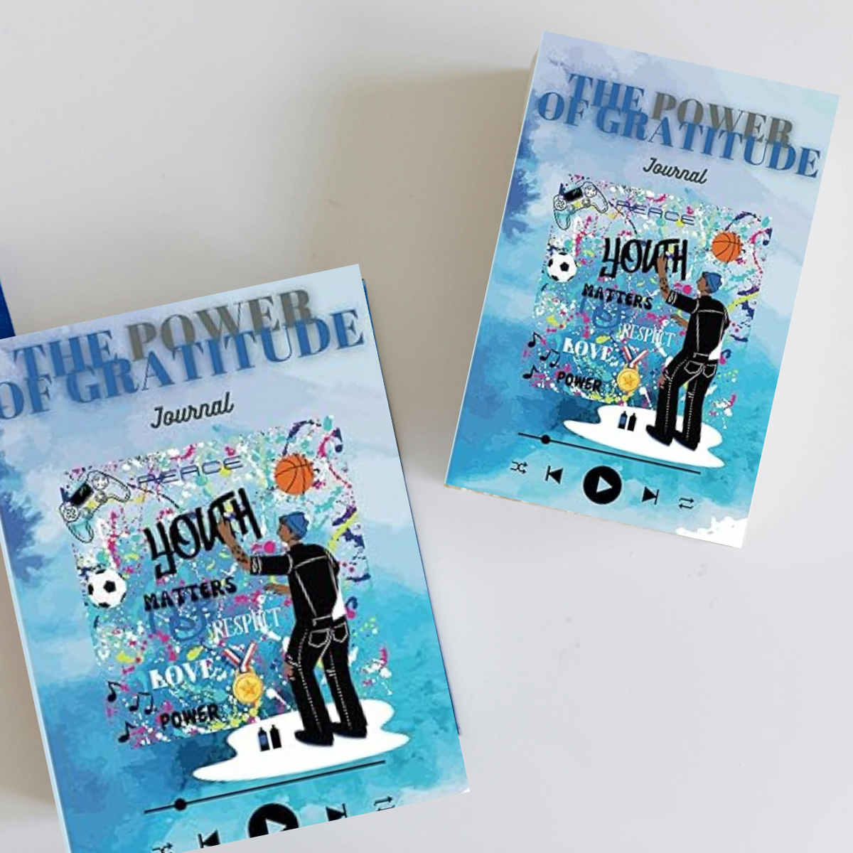 The Power Of Gratitude Journal for teens featuring daily gratitude prompts, affirmations, puzzles, and coloring pages promoting happiness and mindfulness